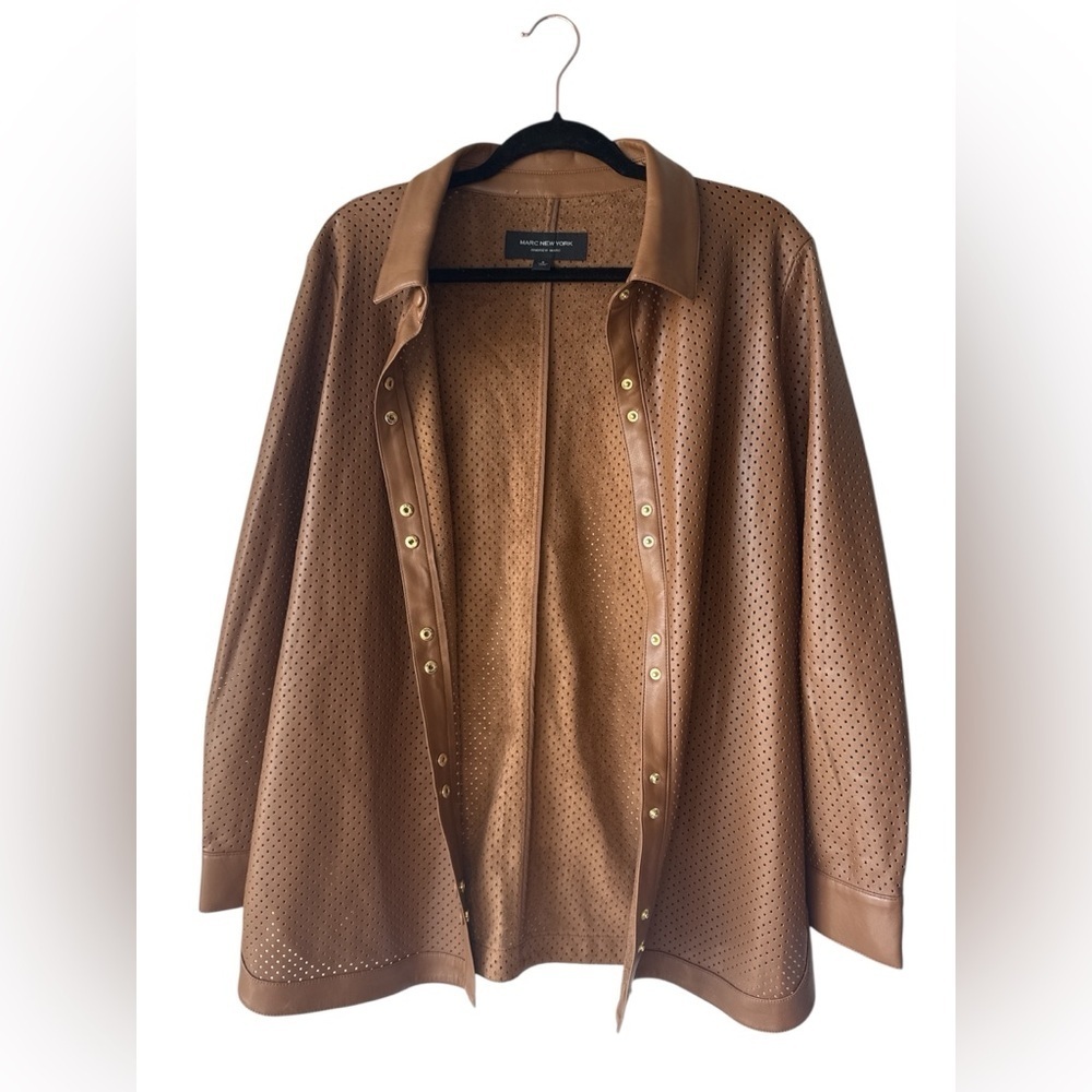 Marc New York Womens Faux Leather Shacket Jacket Size Small